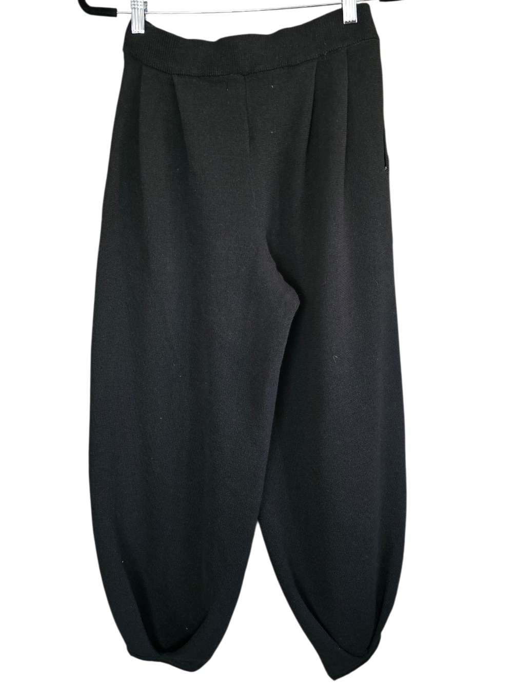 Black Wide-Leg Knit Pants — Casual High-Rise Comfort - Picture 3 of 5